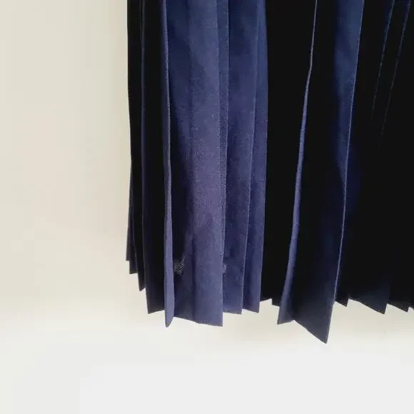 J. Crew Factory Navy Pleated Skirt - Picture 2 of 4